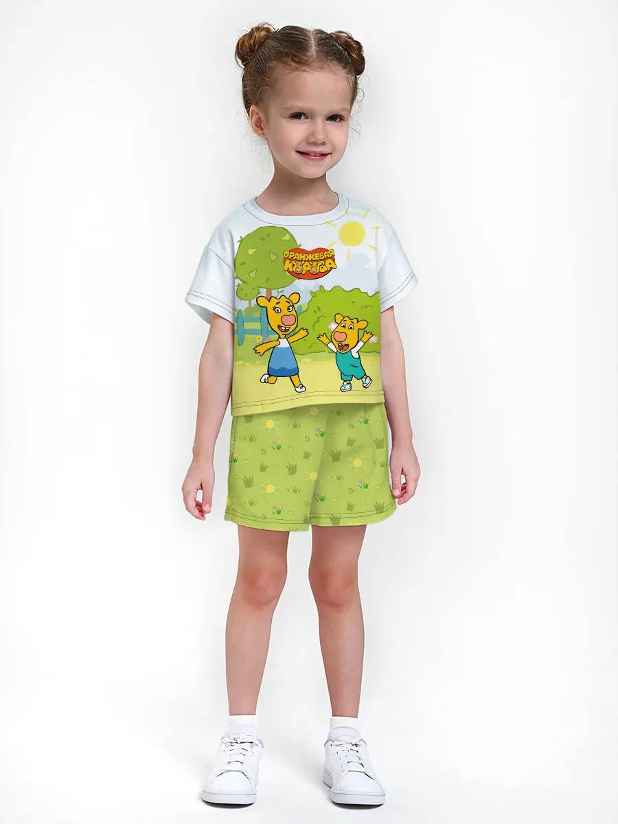 Девочкина пижама с шортами / P014_ОКZoBoGreen