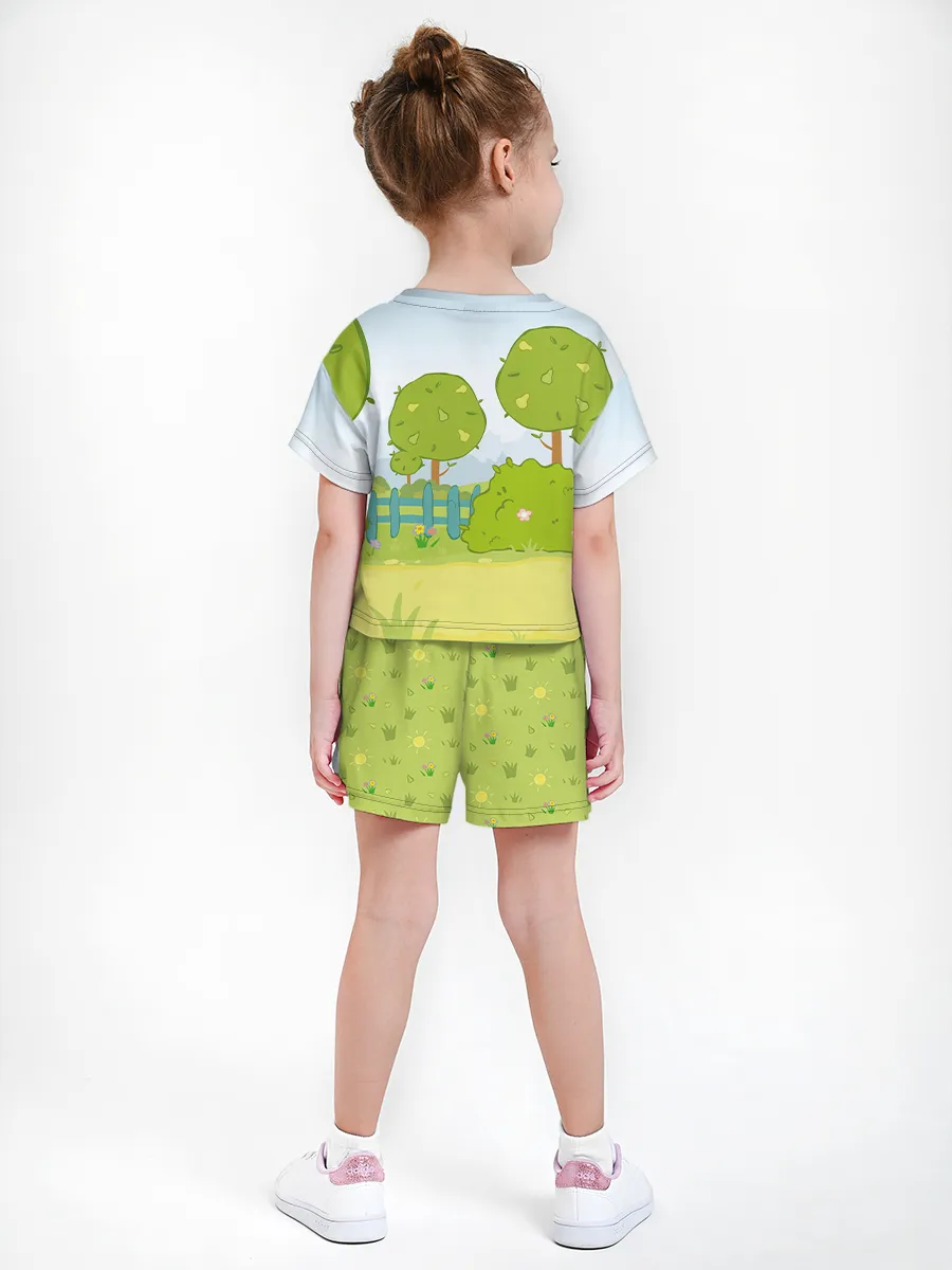 Девочкина пижама с шортами / P014_ОКZoBoGreen