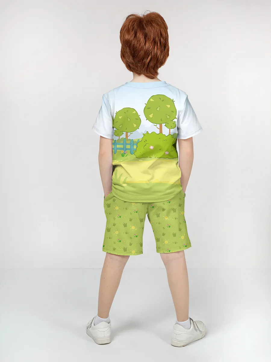 Детская пижама с шортами / P014_ОКZoBoGreen