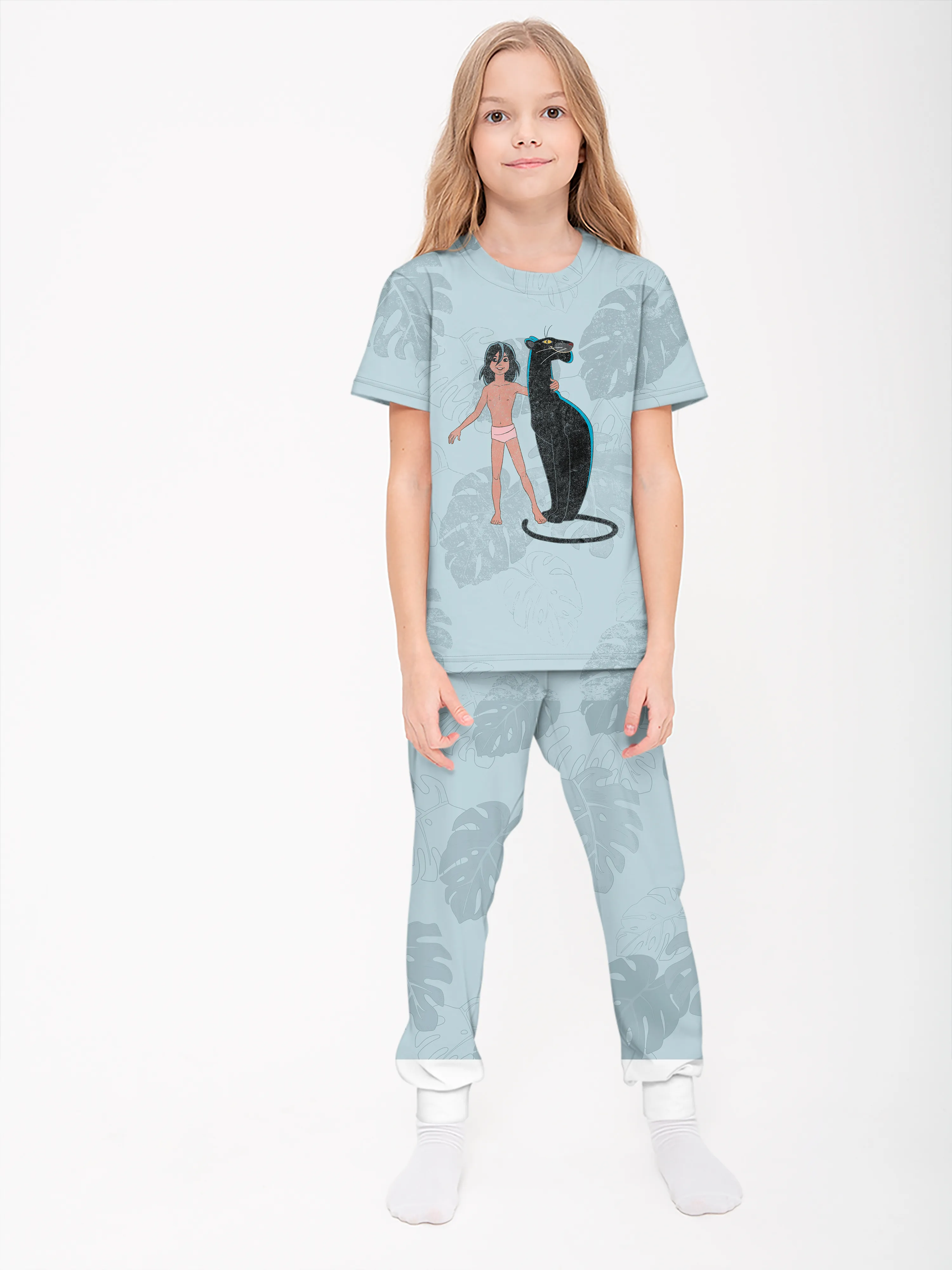 Детская пижама с брюками хлопок / P006_BagiraBlue_KPJ