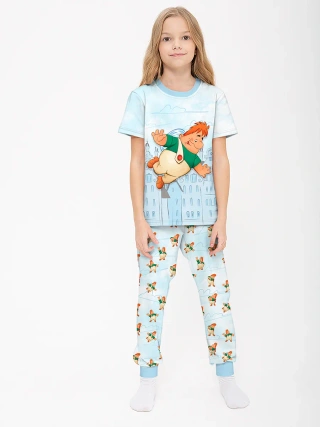 Детская пижама с брюками хлопок / Карлсон LightBlue
