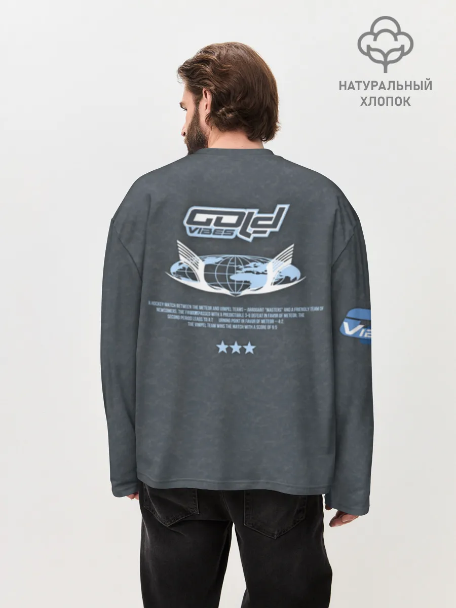 Мужской лонгслив оверсайз хлопок / Шайбу Шайбу Grange