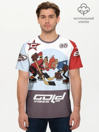 Мужская базовая футболка хлопок / Шайбу Шайбу RedBlue