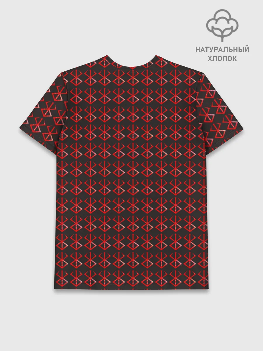 Мужская базовая футболка хлопок / Красный паттерн