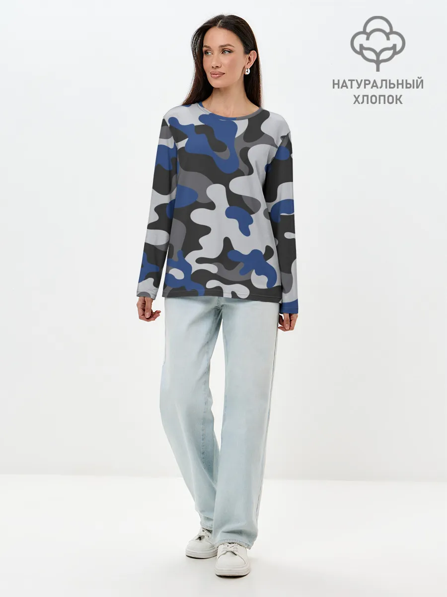 Лонгслив женский. Хлопок / Камуфляж