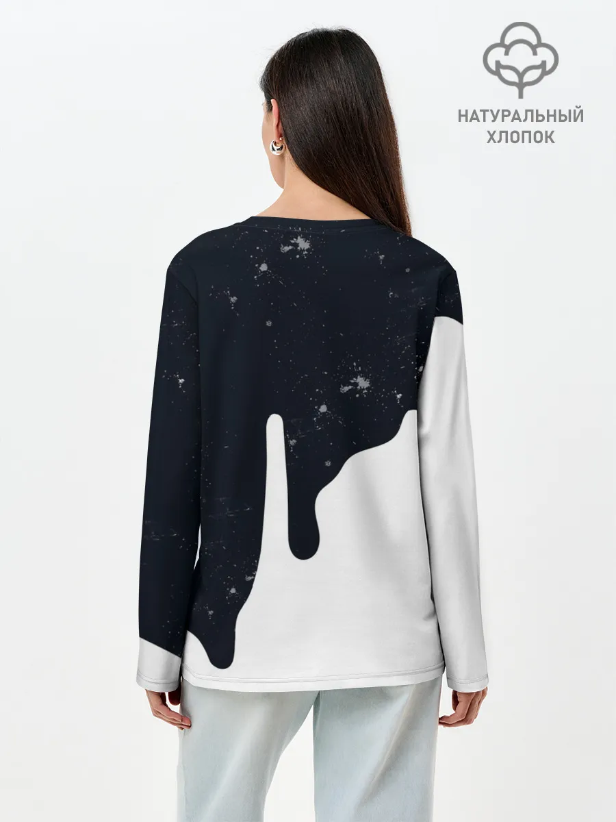 Лонгслив женский. Хлопок / Черно-белый