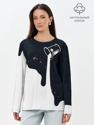 Лонгслив женский. Хлопок / Черно-белый