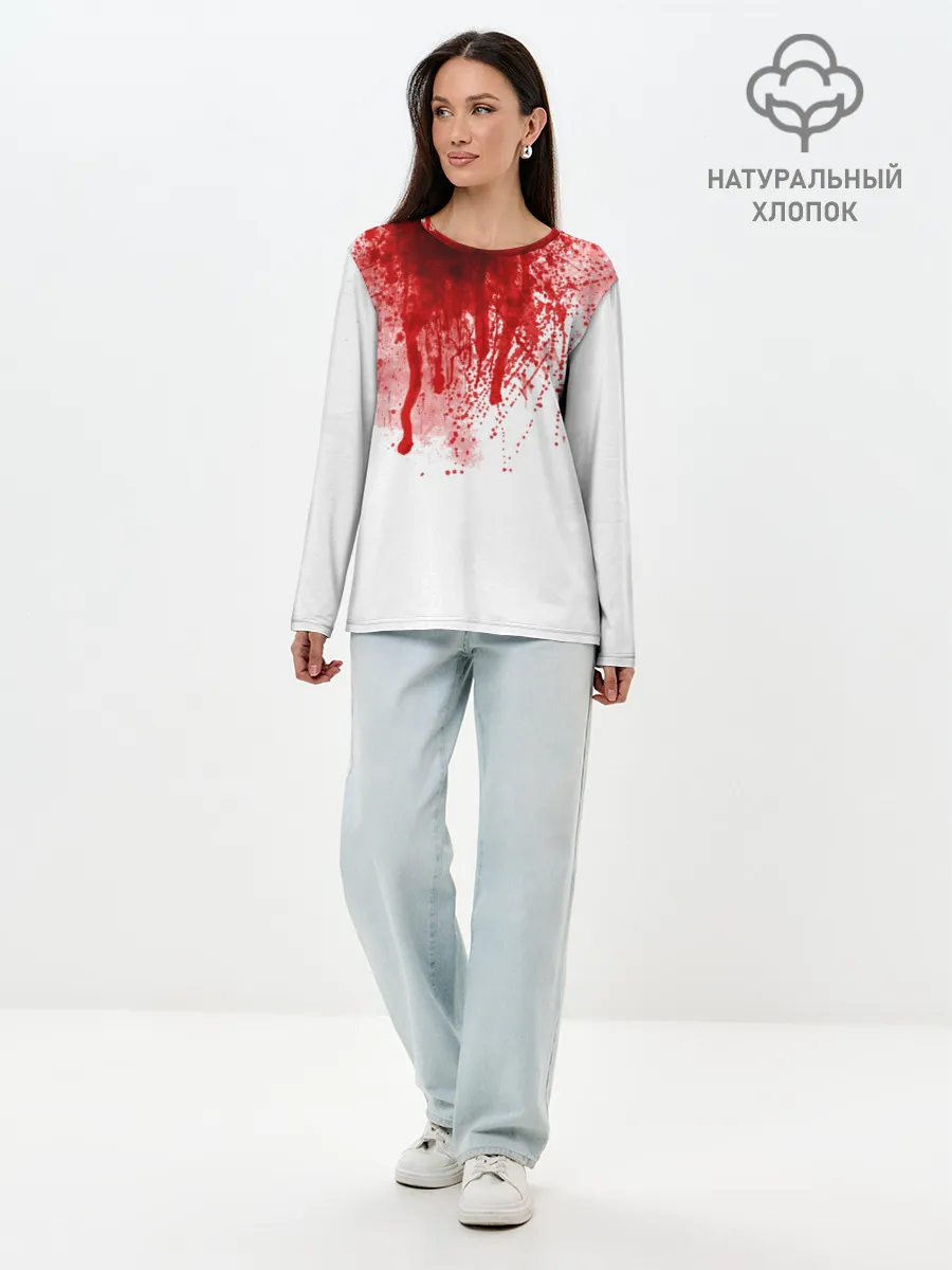 Лонгслив женский. Хлопок / Кровь