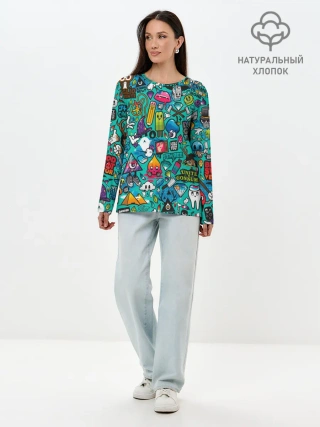 Лонгслив женский. Хлопок / стикербомбинг