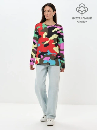 Лонгслив женский. Хлопок / Камуфляж
