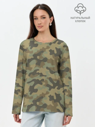 Лонгслив женский. Хлопок / Хаки