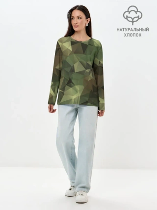 Лонгслив женский. Хлопок / Камуфляж