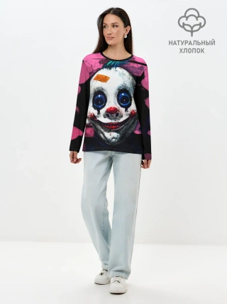 Лонгслив женский. Хлопок / Клоун