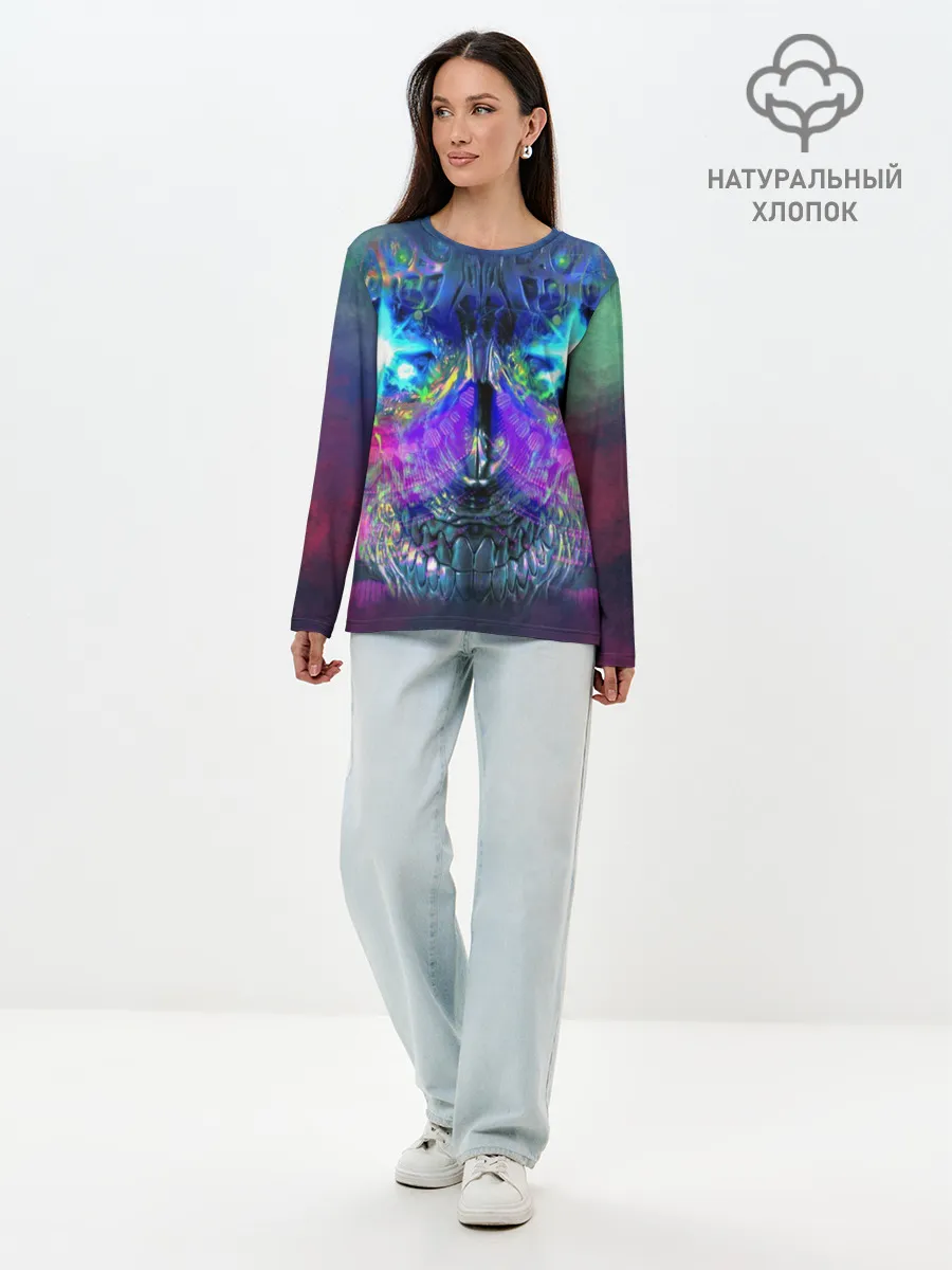 Лонгслив женский. Хлопок / Черепок