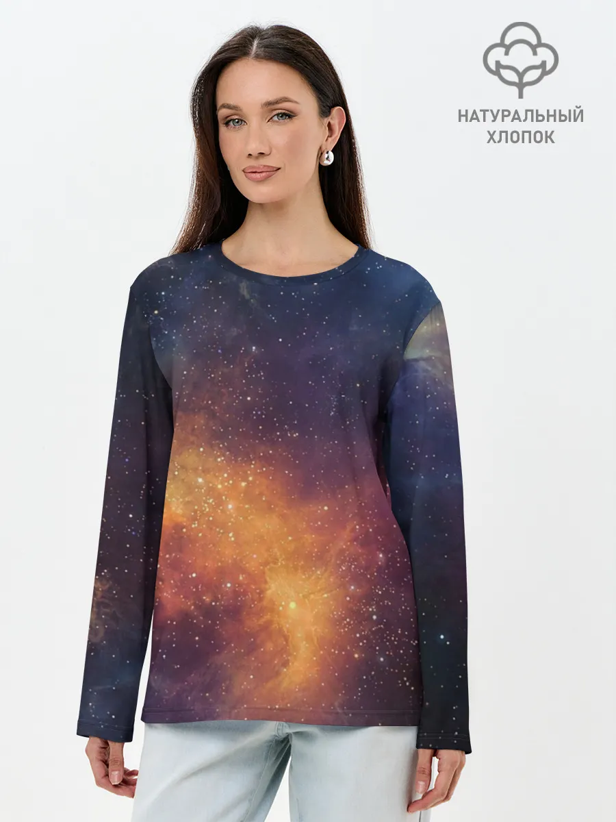 Лонгслив женский. Хлопок / Космос