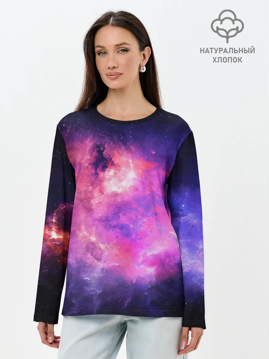 Лонгслив женский. Хлопок / Космос