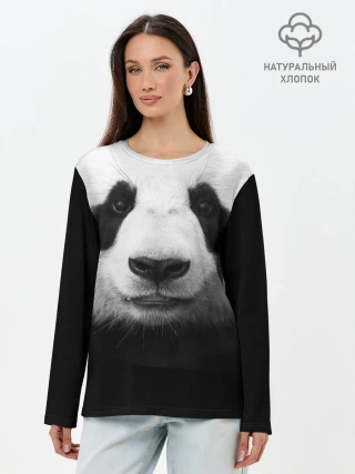Лонгслив женский. Хлопок / Панда