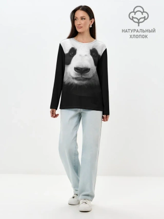 Лонгслив женский. Хлопок / Панда