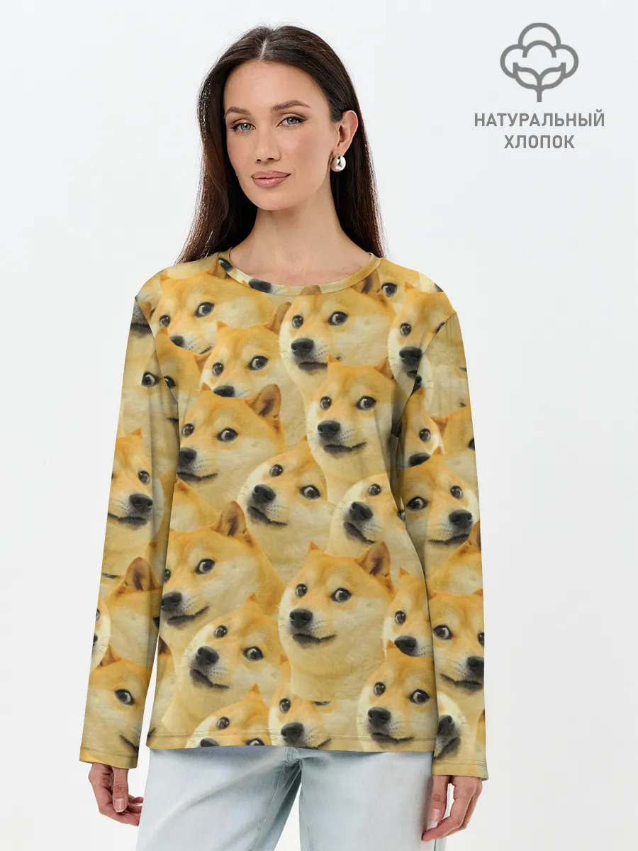 Лонгслив женский. Хлопок / Doge