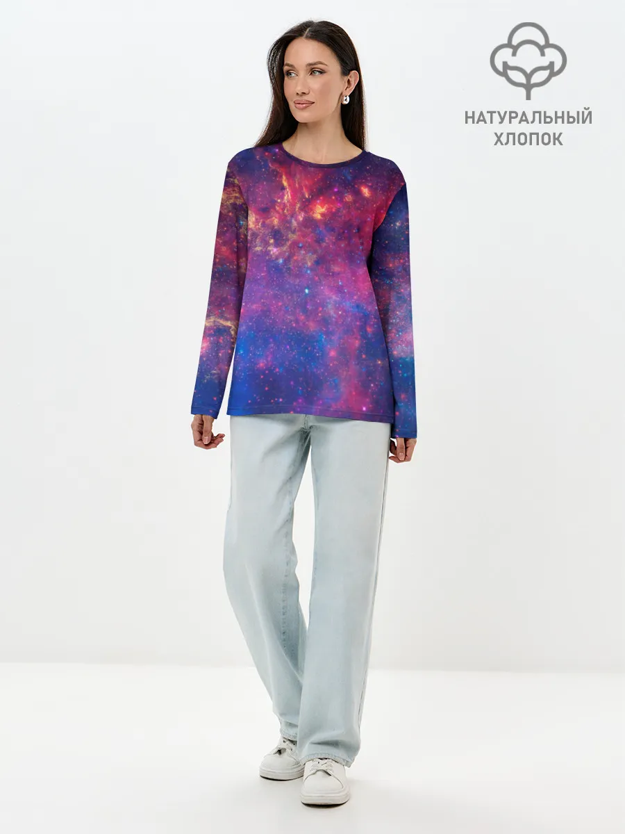 Лонгслив женский. Хлопок / Космос
