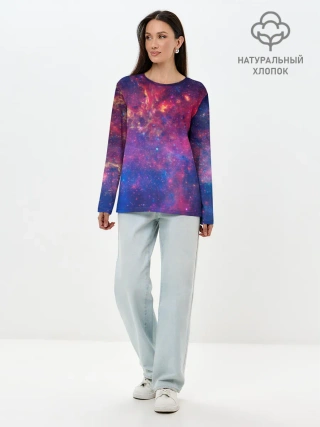 Лонгслив женский. Хлопок / Космос