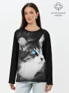 Лонгслив женский. Хлопок / Кот