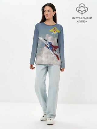 Лонгслив женский. Хлопок / Самолёт