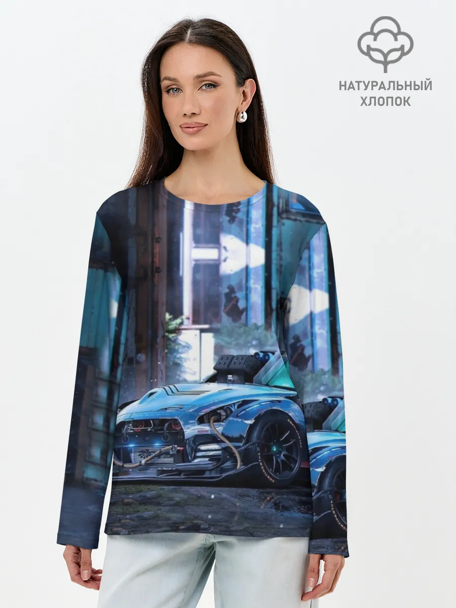 Лонгслив женский. Хлопок / Nissan GTR R35