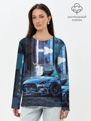 Лонгслив женский. Хлопок / Nissan GTR R35
