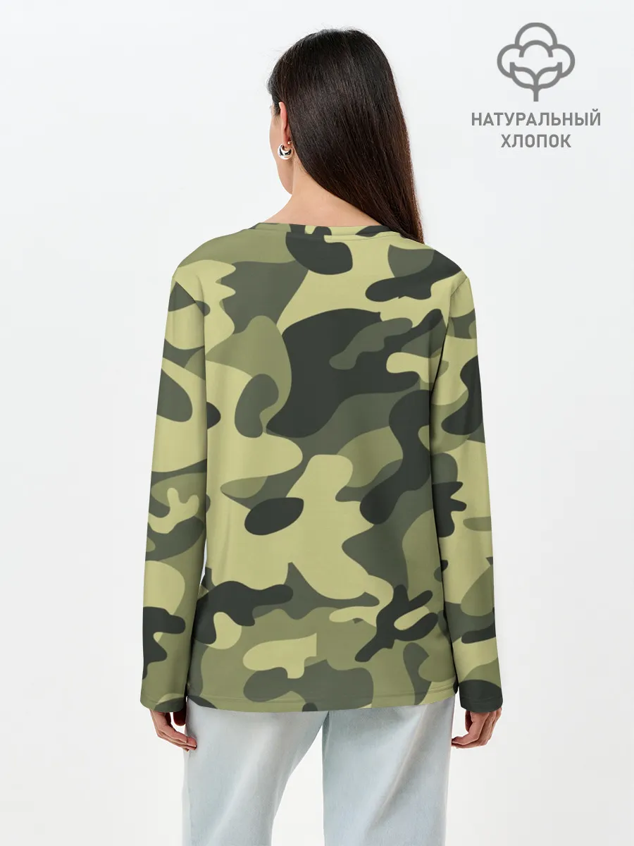 Лонгслив женский. Хлопок / Камуфляж Хаки