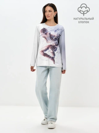 Лонгслив женский. Хлопок / Летающий Ябоку