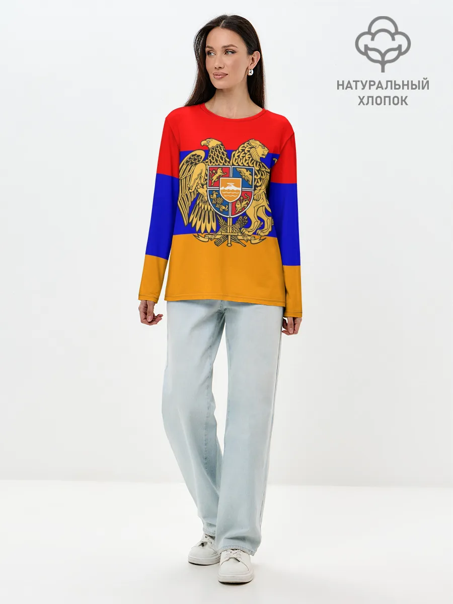 Лонгслив женский. Хлопок / Герб и флаг Армении