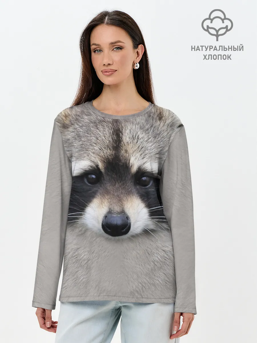 Лонгслив женский. Хлопок / Енот