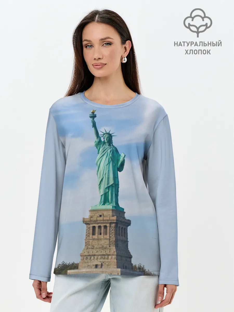 Лонгслив женский. Хлопок / Статуя свободы