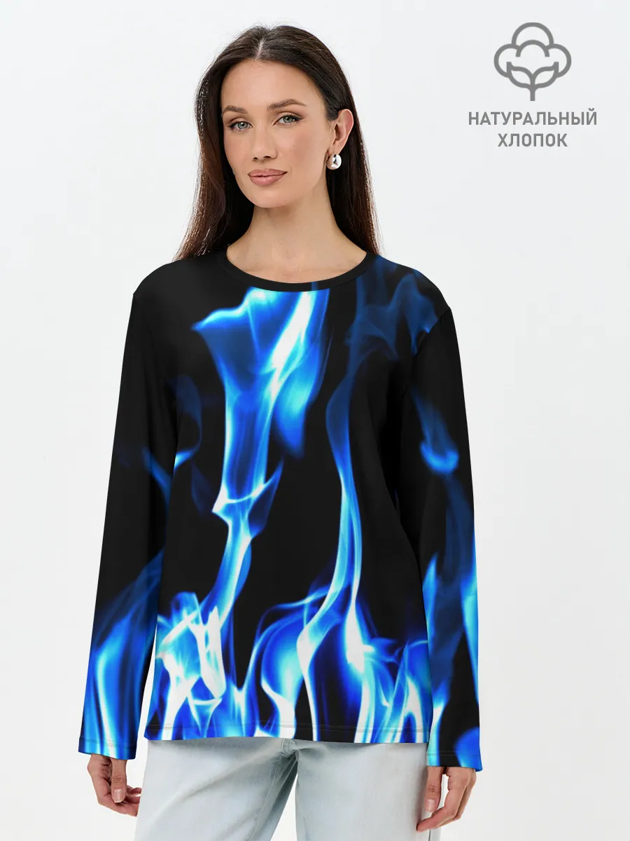 Лонгслив женский. Хлопок / Огонь