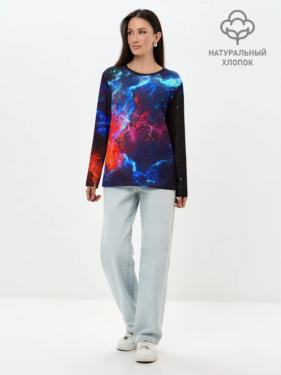 Лонгслив женский. Хлопок / Космос
