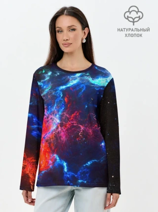 Лонгслив женский. Хлопок / Космос