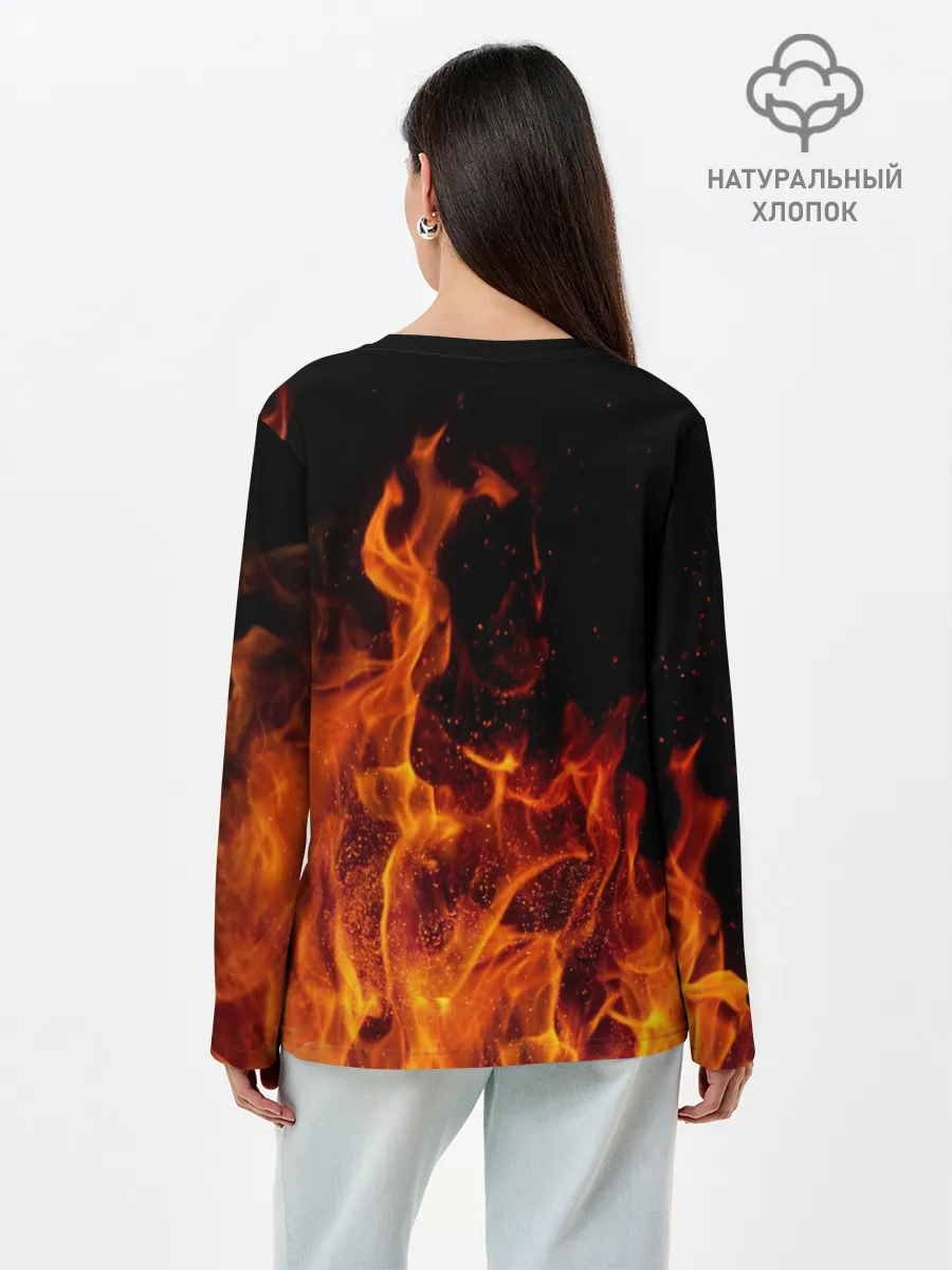 Лонгслив женский. Хлопок / Огонь