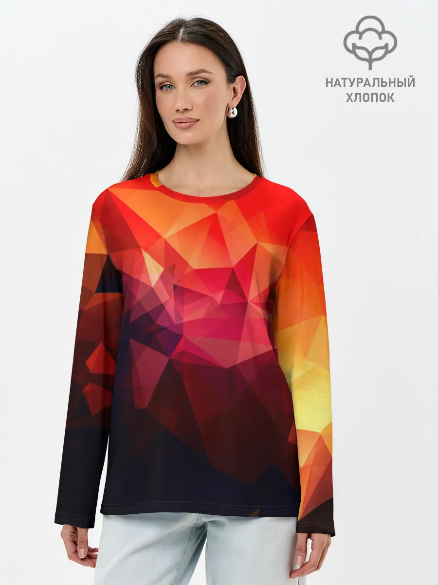 Лонгслив женский. Хлопок / Абстракция