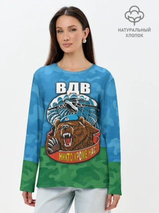 Лонгслив женский. Хлопок / ВДВ медведь
