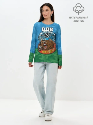 Лонгслив женский. Хлопок / ВДВ медведь