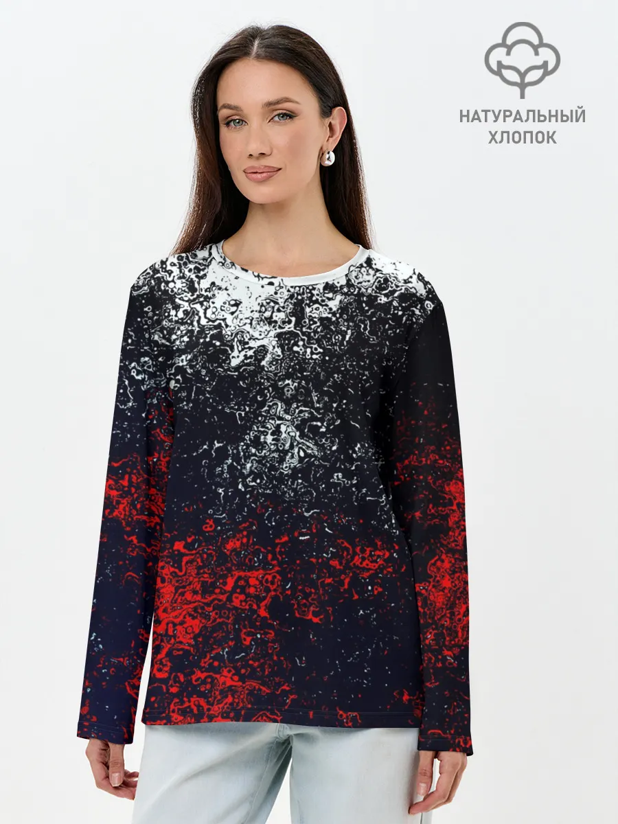 Лонгслив женский. Хлопок / Брызги красок