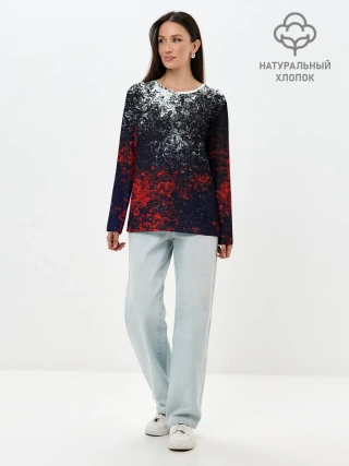 Лонгслив женский. Хлопок / Брызги красок