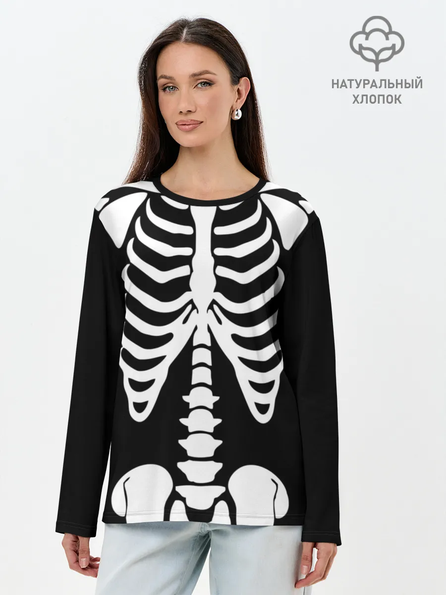 Лонгслив женский. Хлопок / Скелет
