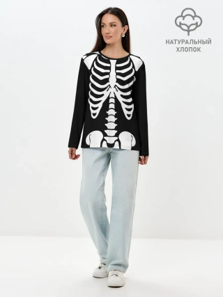 Лонгслив женский. Хлопок / Скелет