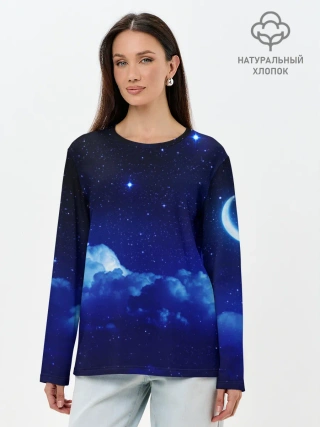 Лонгслив женский. Хлопок / Звёздное небо