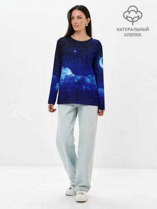 Лонгслив женский. Хлопок / Звёздное небо