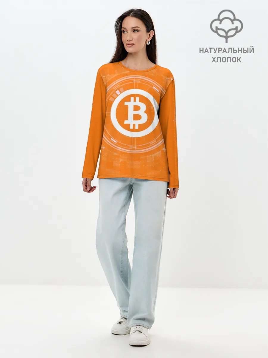 Лонгслив женский. Хлопок / БИТКОИН | BITCOIN