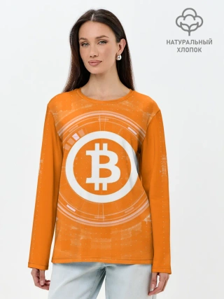 Лонгслив женский. Хлопок / БИТКОИН | BITCOIN