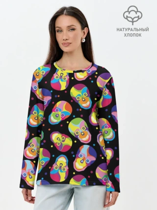 Лонгслив женский. Хлопок / Мексиканские черепа